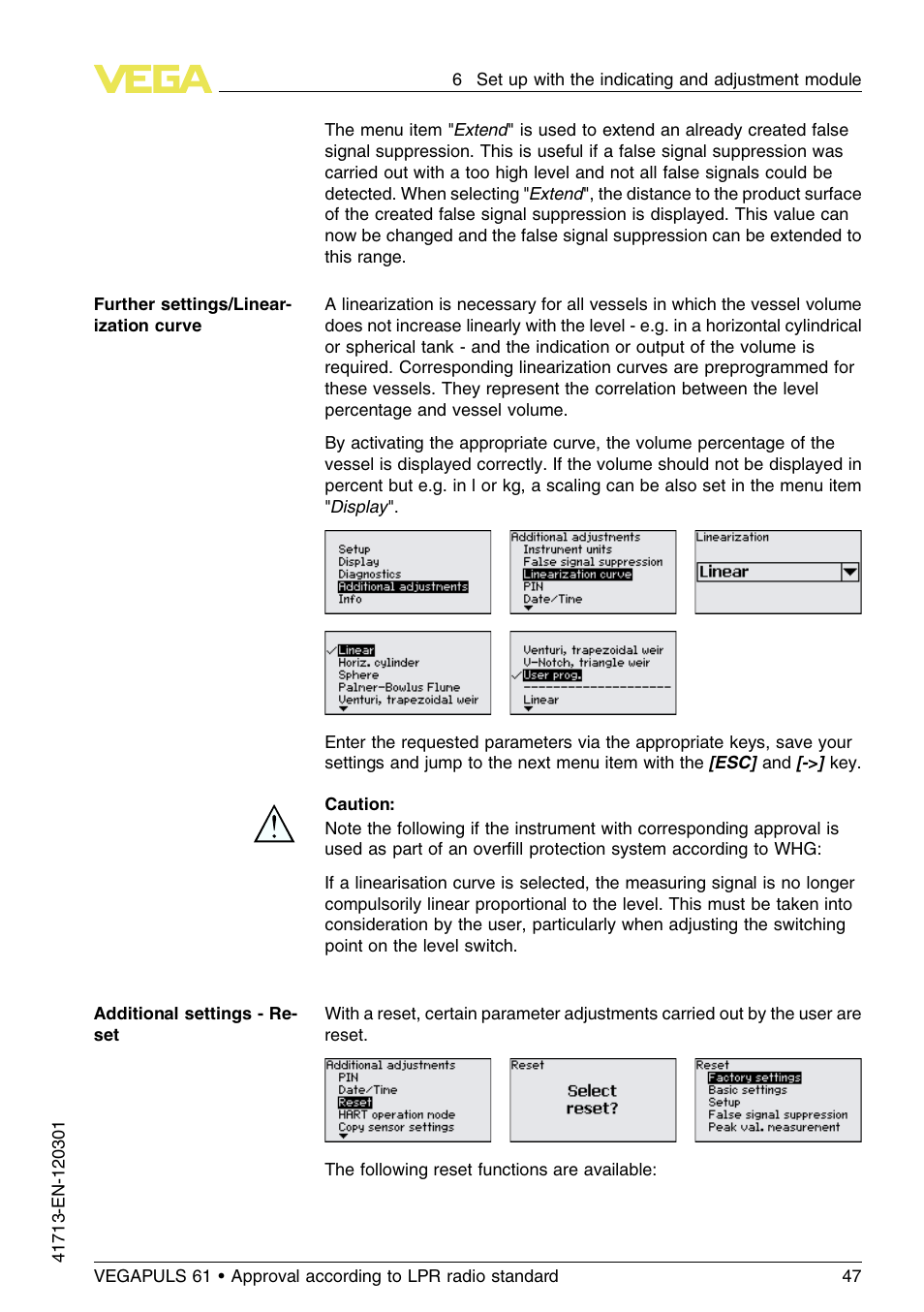 VEGA VEGAPULS 61 (≥ 2.0.0 - ≥ 4.0.0) 4 … 20 mA_HART - two-wire Approval according to LPR radio standard User Manual | Page 47 / 88