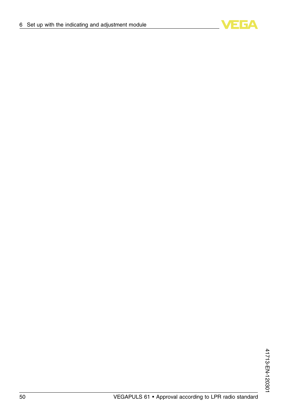 VEGA VEGAPULS 61 (≥ 2.0.0 - ≥ 4.0.0) 4 … 20 mA_HART - two-wire Approval according to LPR radio standard User Manual | Page 50 / 88