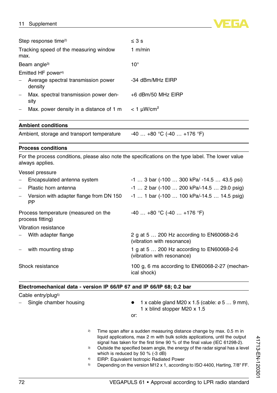 VEGA VEGAPULS 61 (≥ 2.0.0 - ≥ 4.0.0) 4 … 20 mA_HART - two-wire Approval according to LPR radio standard User Manual | Page 72 / 88