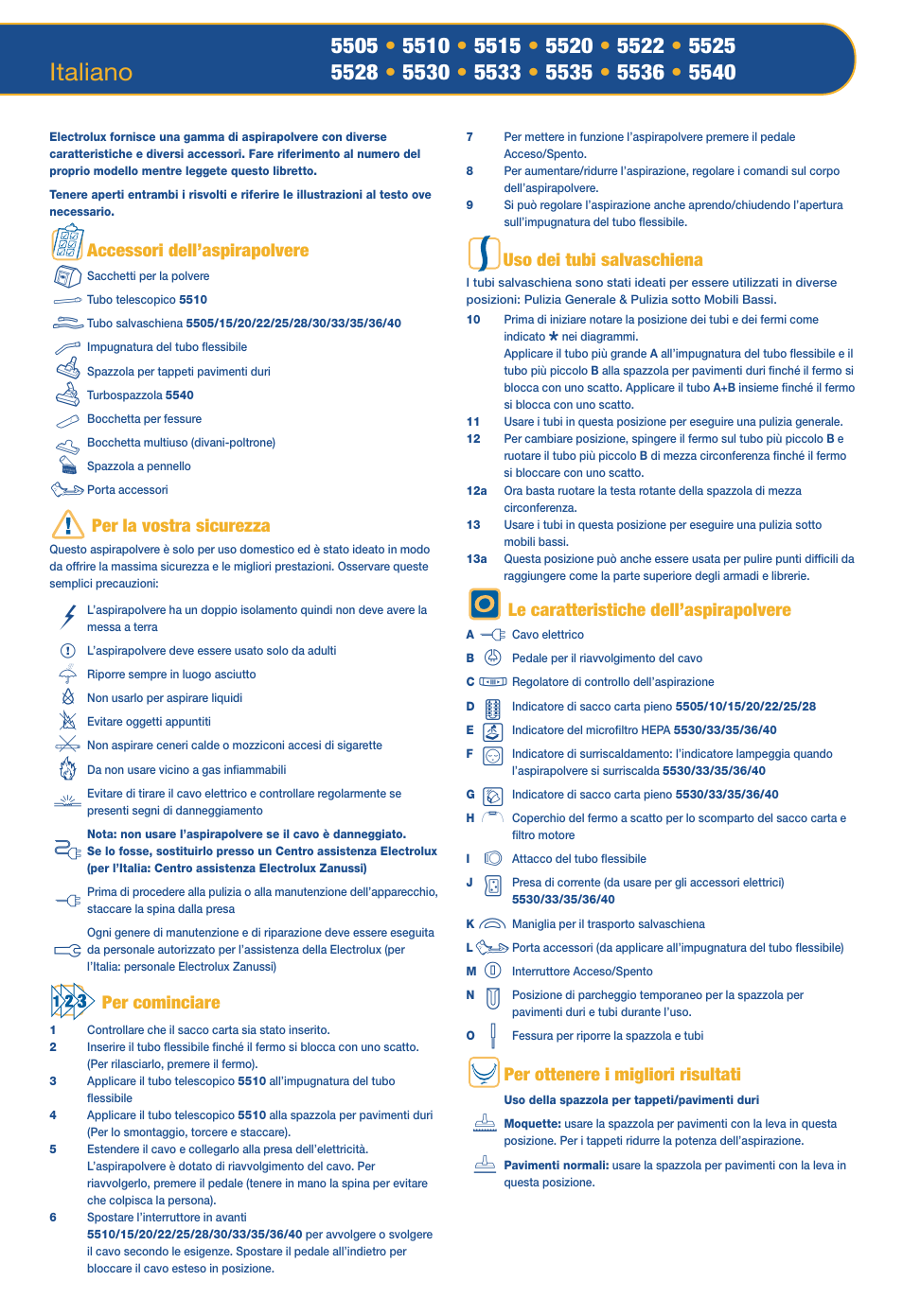 Italiano | Electrolux OXYGEN Z 5520 User Manual | Page 13 / 79