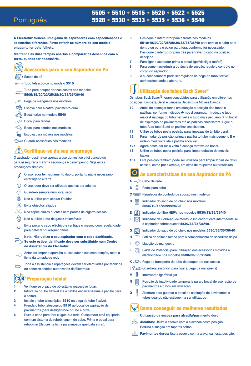 Português | Electrolux OXYGEN Z 5520 User Manual | Page 15 / 79