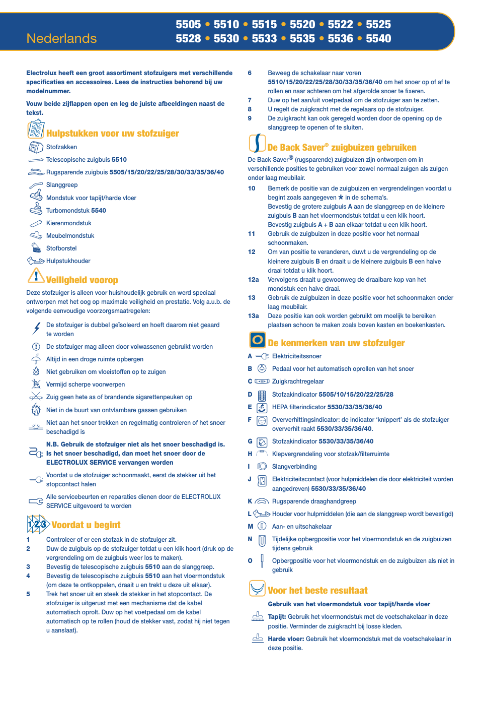 Nederlands | Electrolux OXYGEN Z 5520 User Manual | Page 17 / 79