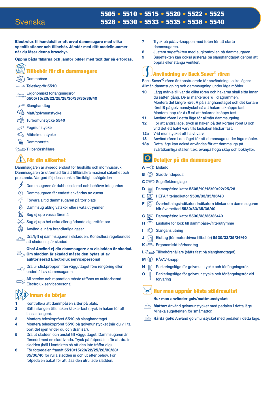 Svenska | Electrolux OXYGEN Z 5520 User Manual | Page 21 / 79