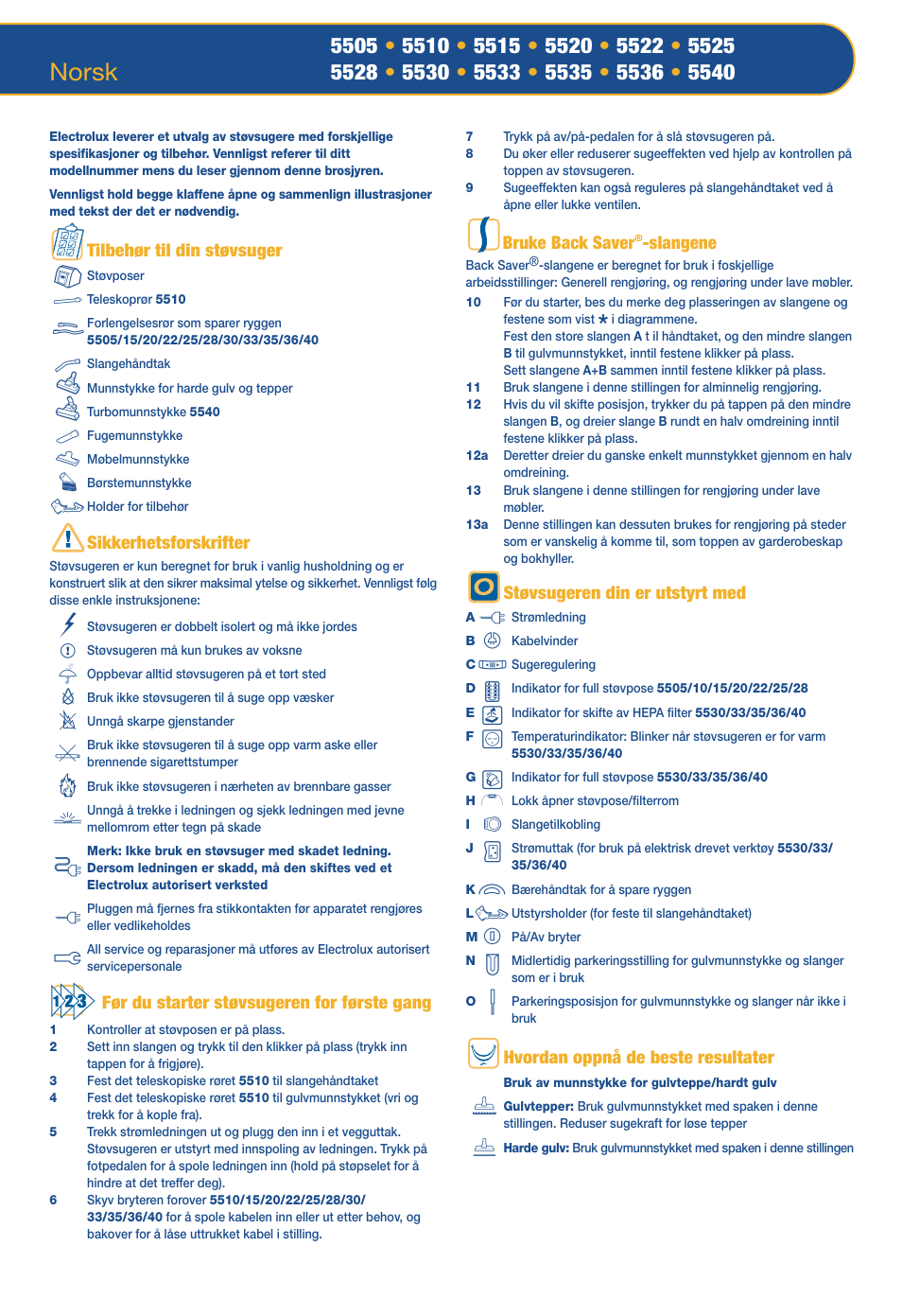 Norsk | Electrolux OXYGEN Z 5520 User Manual | Page 23 / 79