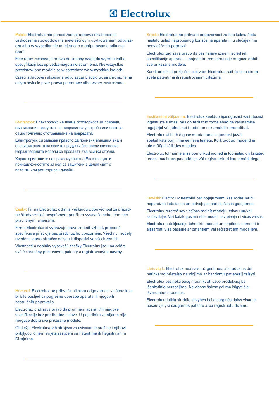 Electrolux OXYGEN Z 5520 User Manual | Page 70 / 79