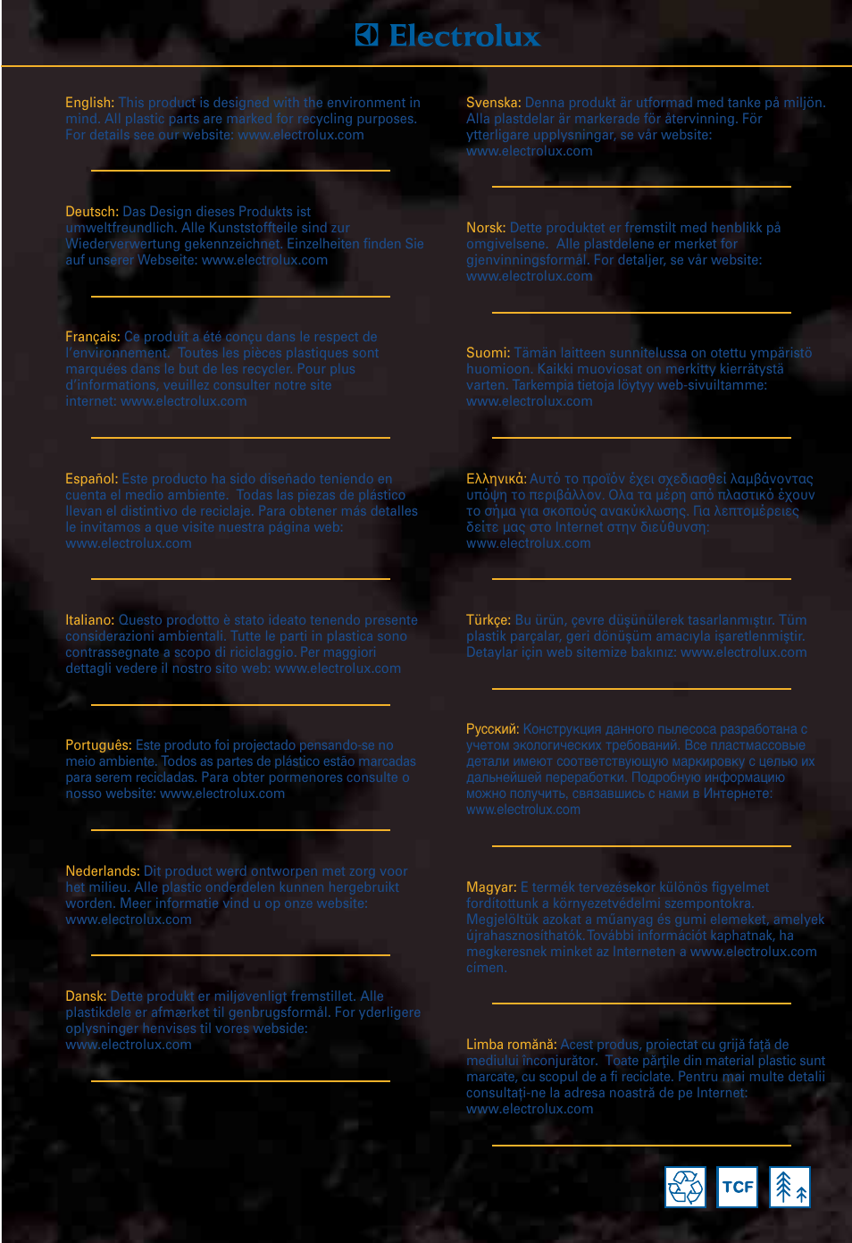 Electrolux OXYGEN Z 5520 User Manual | Page 72 / 79