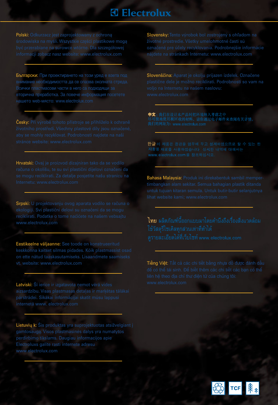 Electrolux OXYGEN Z 5520 User Manual | Page 73 / 79