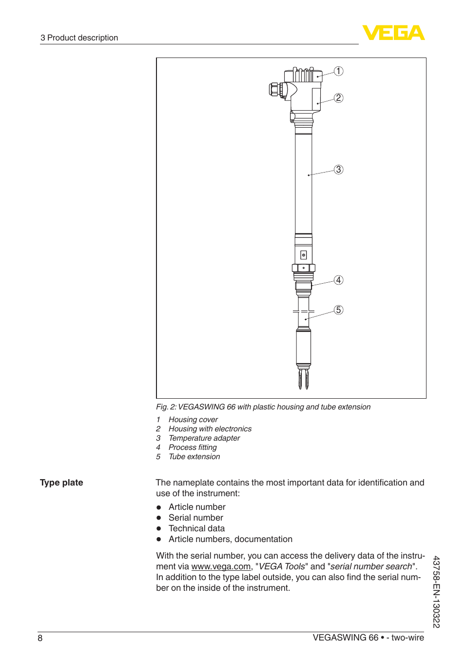 VEGA VEGASWING 66 - two-wire User Manual | Page 8 / 44