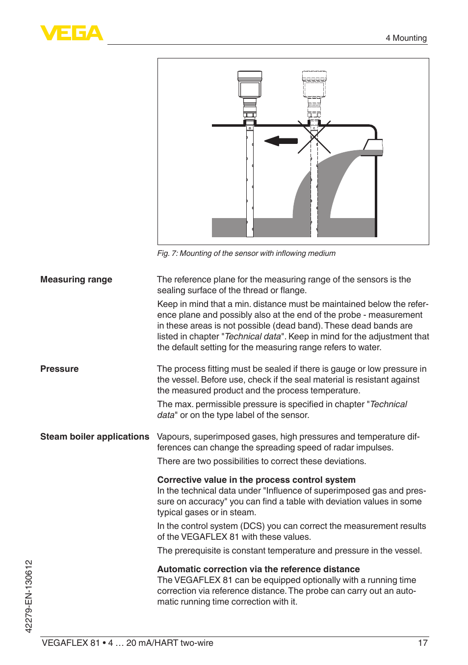 VEGA VEGAFLEX 81 4 … 20 mA_HART two-wire Coax probe User Manual | Page 17 / 92