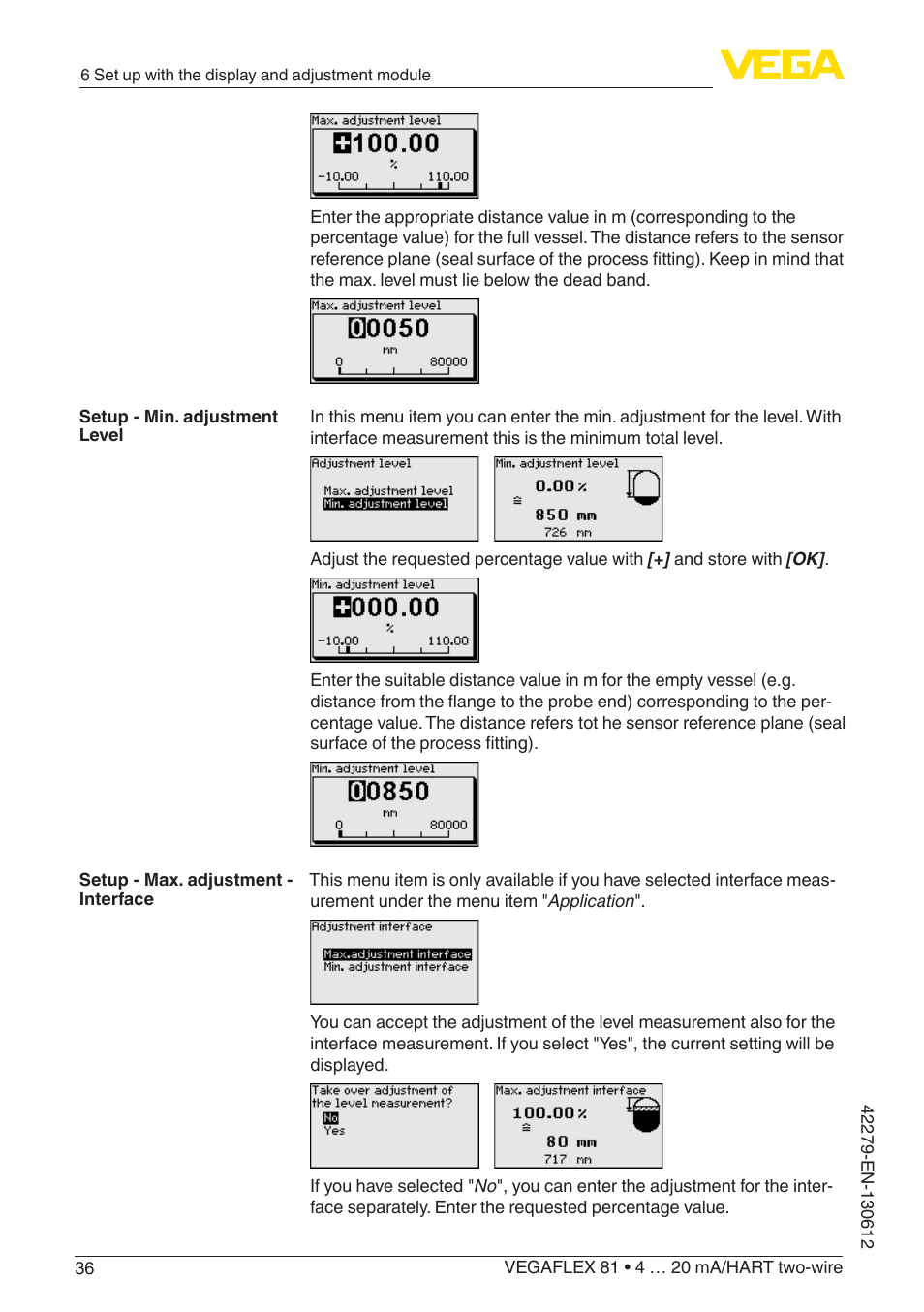 VEGA VEGAFLEX 81 4 … 20 mA_HART two-wire Coax probe User Manual | Page 36 / 92