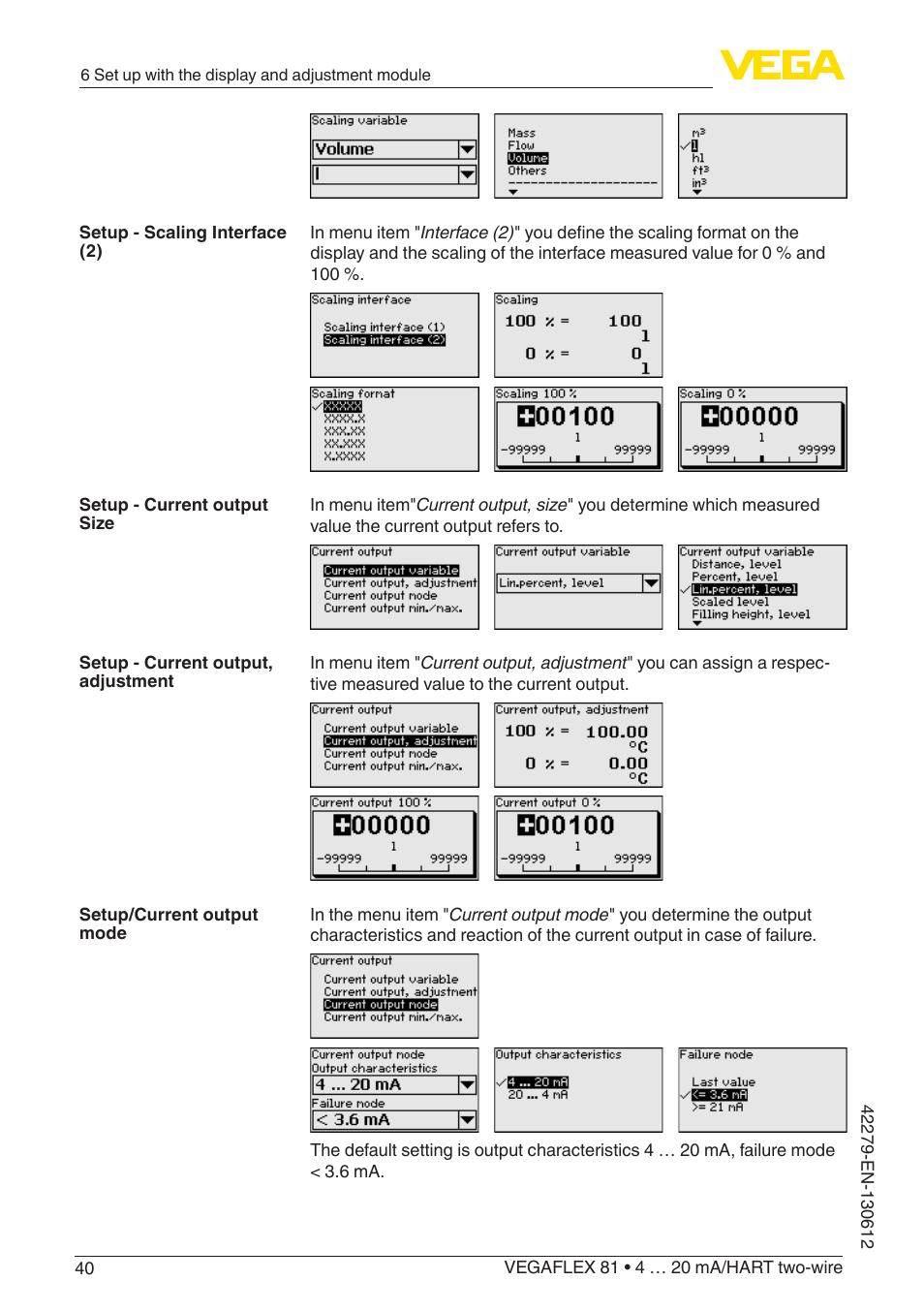 VEGA VEGAFLEX 81 4 … 20 mA_HART two-wire Coax probe User Manual | Page 40 / 92
