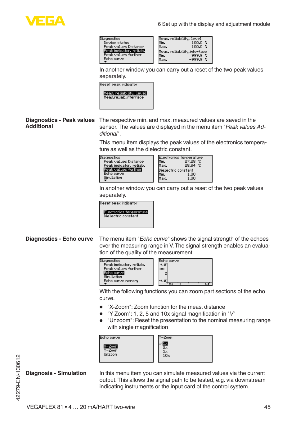 VEGA VEGAFLEX 81 4 … 20 mA_HART two-wire Coax probe User Manual | Page 45 / 92