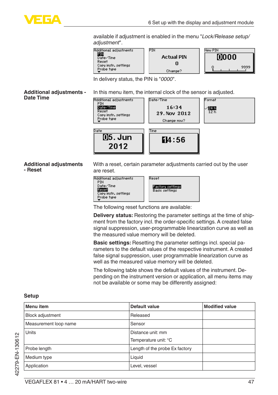 VEGA VEGAFLEX 81 4 … 20 mA_HART two-wire Coax probe User Manual | Page 47 / 92