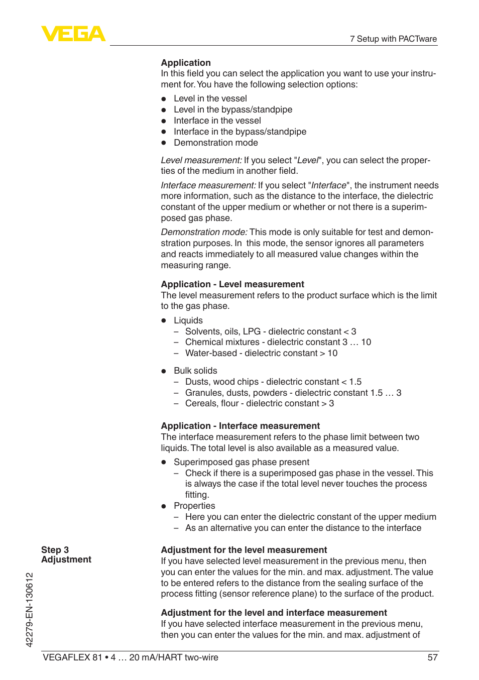 VEGA VEGAFLEX 81 4 … 20 mA_HART two-wire Coax probe User Manual | Page 57 / 92