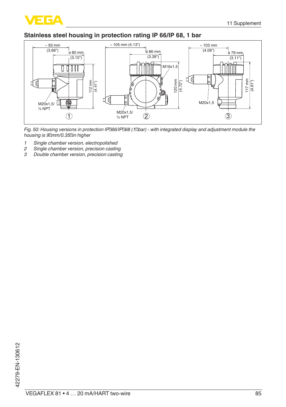 VEGA VEGAFLEX 81 4 … 20 mA_HART two-wire Coax probe User Manual | Page 85 / 92
