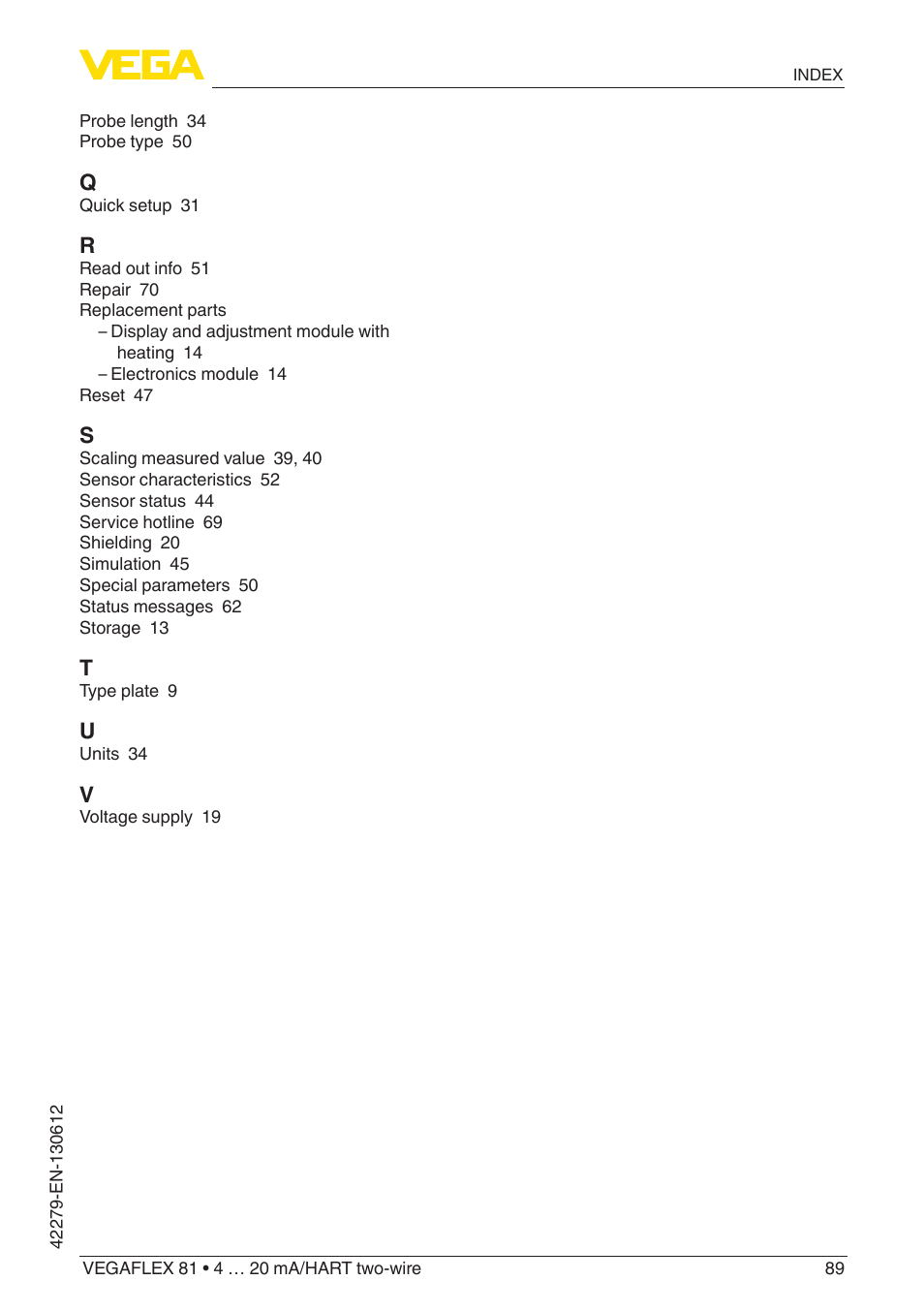 VEGA VEGAFLEX 81 4 … 20 mA_HART two-wire Coax probe User Manual | Page 89 / 92