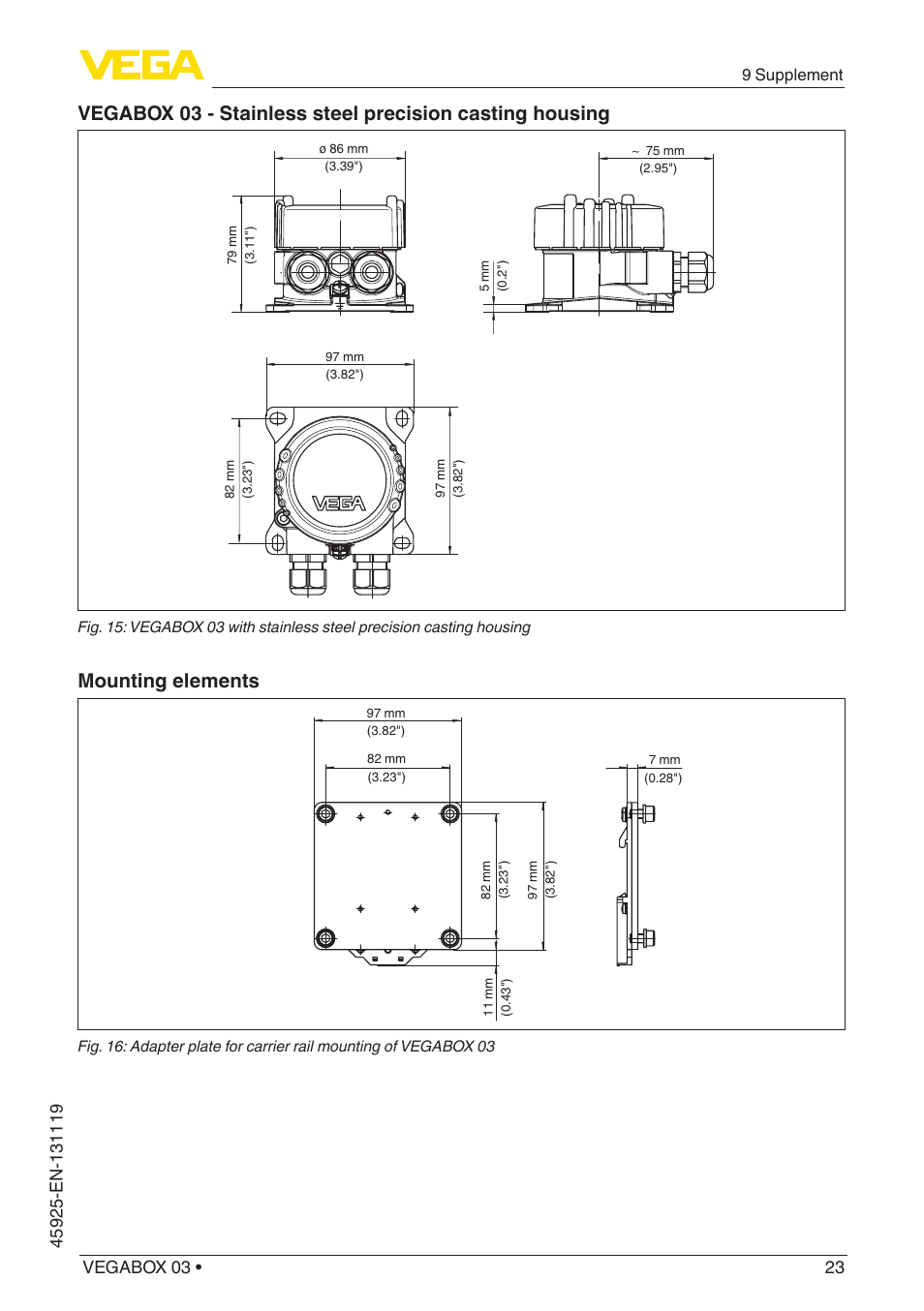 Mounting elements | VEGA VEGABOX 03 User Manual | Page 23 / 28