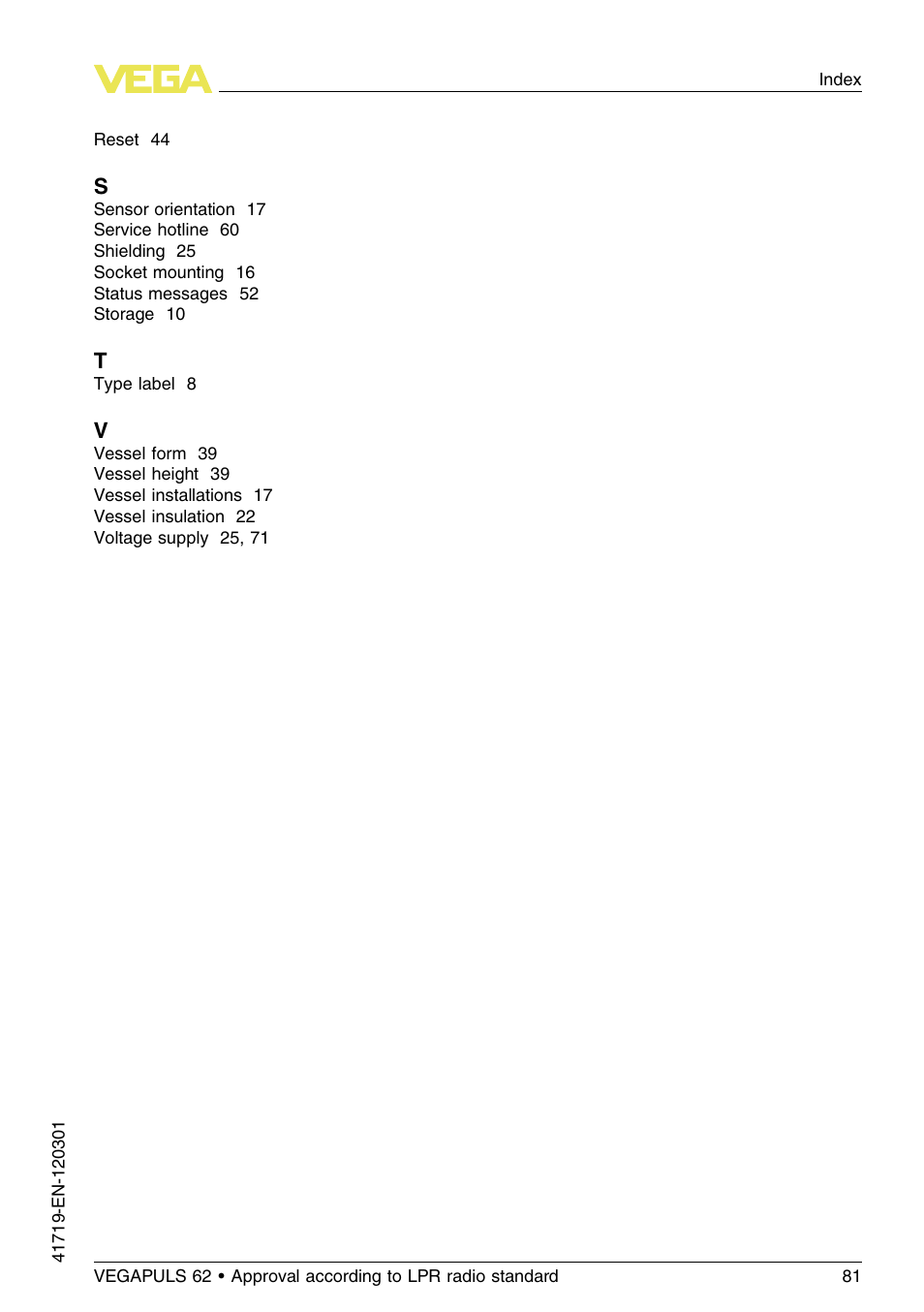 VEGA VEGAPULS 62 (≥ 2.0.0 - ≥ 4.0.0) 4 … 20 mA_HART four-wire Approval according to LPR radio standard User Manual | Page 81 / 84