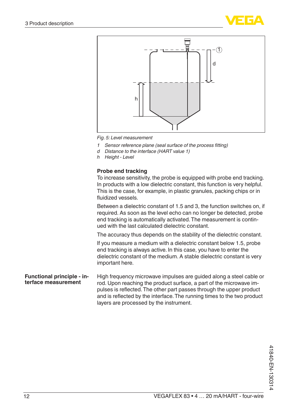 VEGA VEGAFLEX 83 4 … 20 mA_HART - four-wire Polished version User Manual | Page 12 / 80