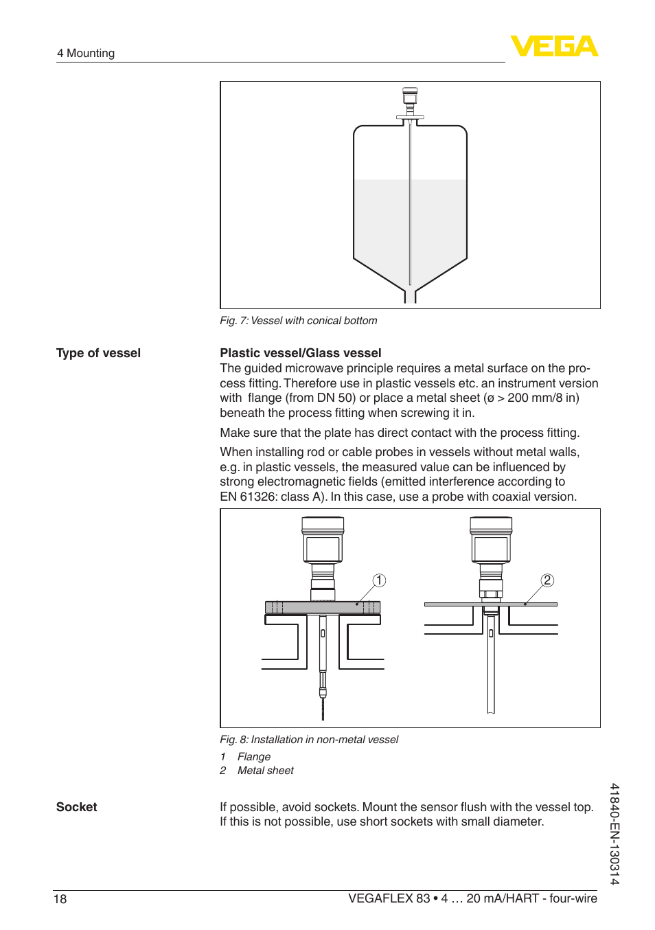 VEGA VEGAFLEX 83 4 … 20 mA_HART - four-wire Polished version User Manual | Page 18 / 80