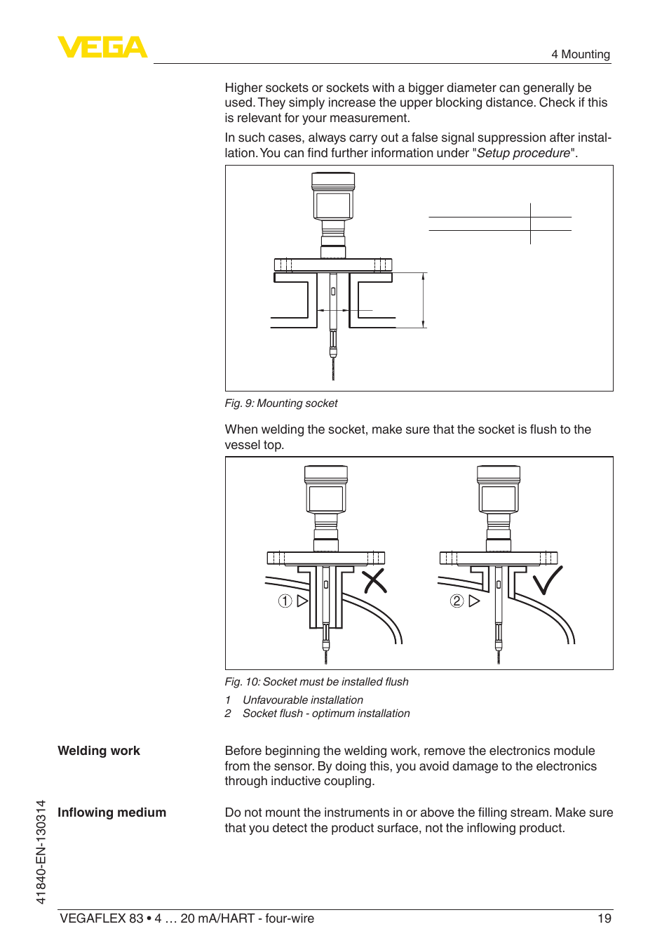 VEGA VEGAFLEX 83 4 … 20 mA_HART - four-wire Polished version User Manual | Page 19 / 80