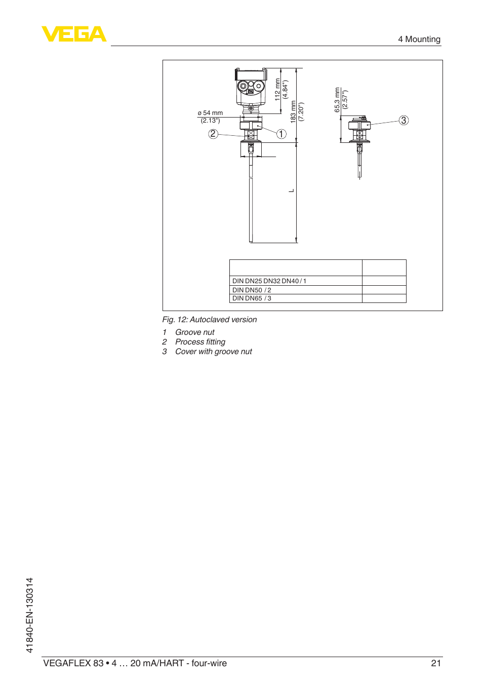 VEGA VEGAFLEX 83 4 … 20 mA_HART - four-wire Polished version User Manual | Page 21 / 80