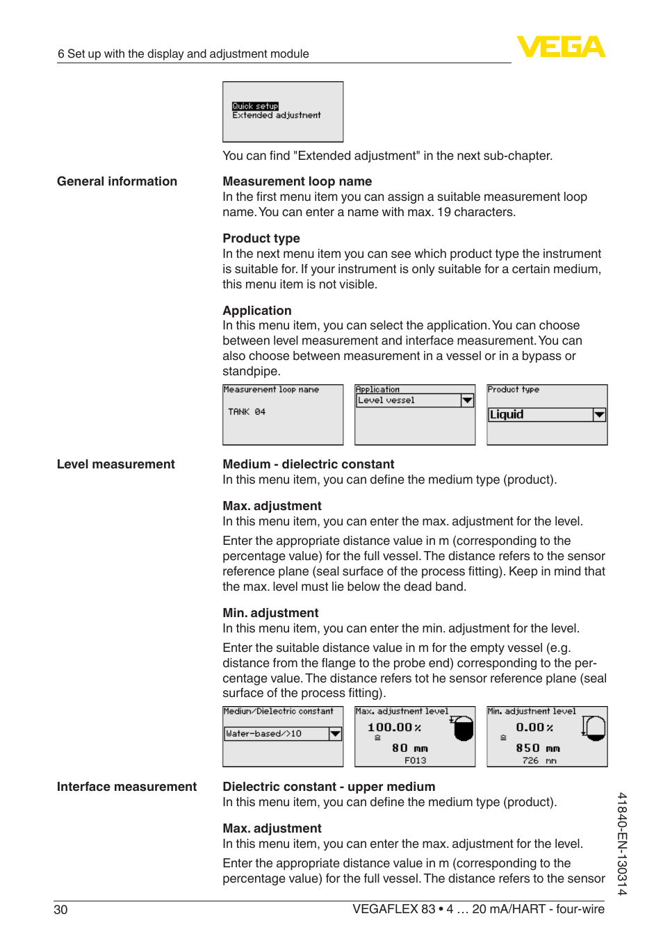 VEGA VEGAFLEX 83 4 … 20 mA_HART - four-wire Polished version User Manual | Page 30 / 80