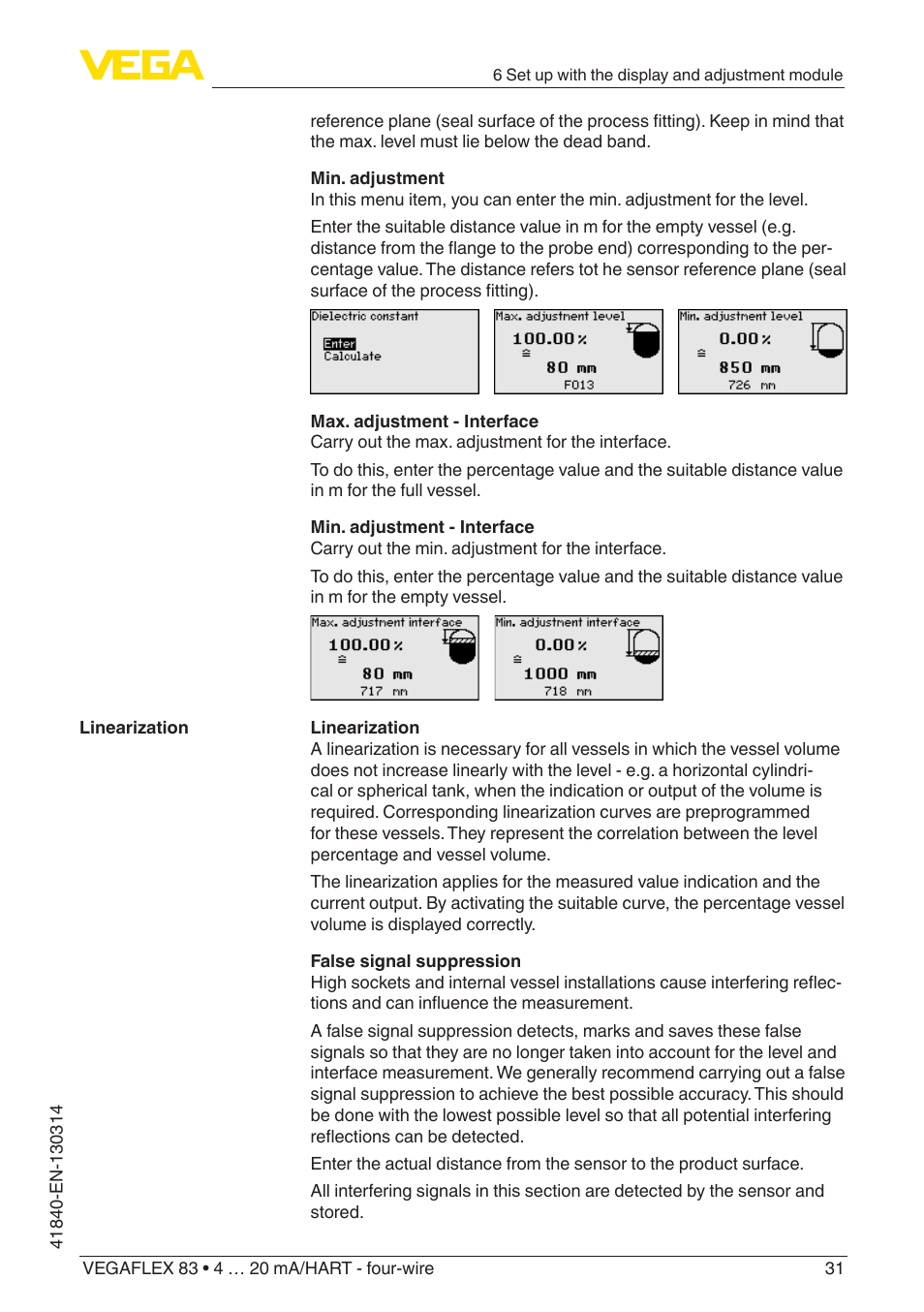 VEGA VEGAFLEX 83 4 … 20 mA_HART - four-wire Polished version User Manual | Page 31 / 80