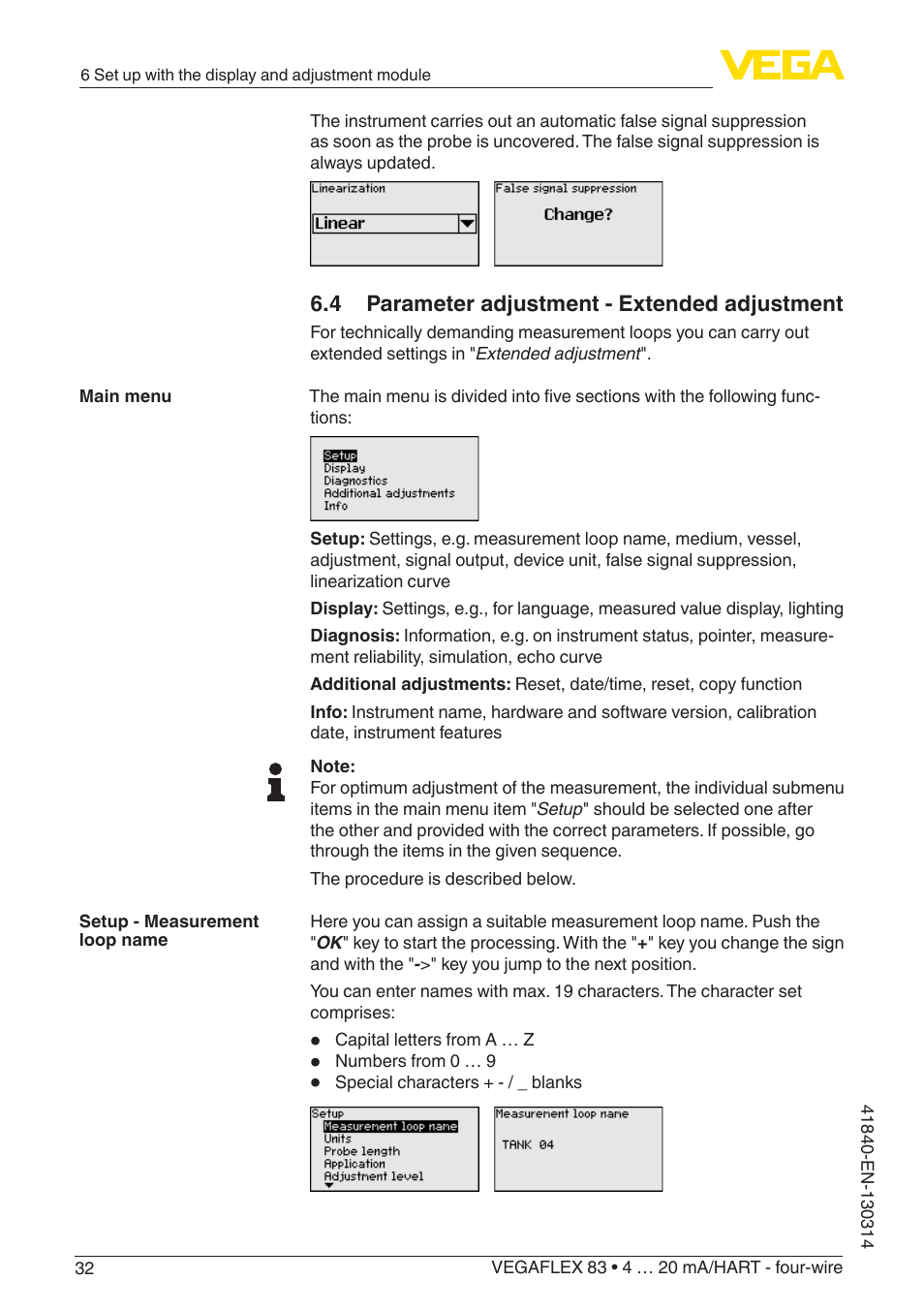 VEGA VEGAFLEX 83 4 … 20 mA_HART - four-wire Polished version User Manual | Page 32 / 80