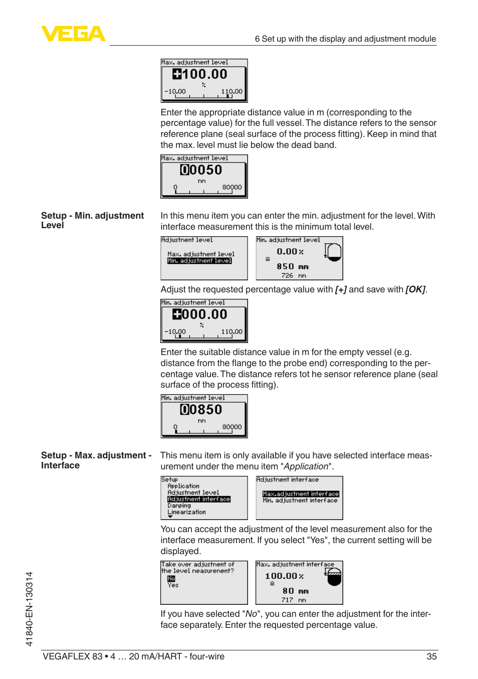 VEGA VEGAFLEX 83 4 … 20 mA_HART - four-wire Polished version User Manual | Page 35 / 80