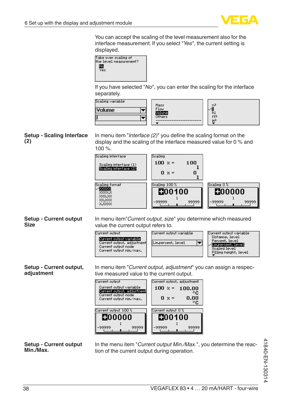 VEGA VEGAFLEX 83 4 … 20 mA_HART - four-wire Polished version User Manual | Page 38 / 80