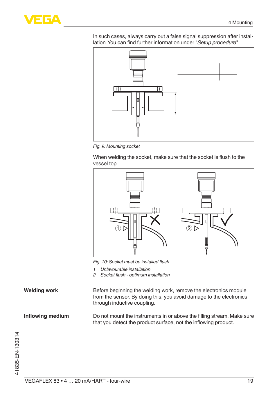 VEGA VEGAFLEX 83 4 … 20 mA_HART - four-wire PFA insulated User Manual | Page 19 / 80