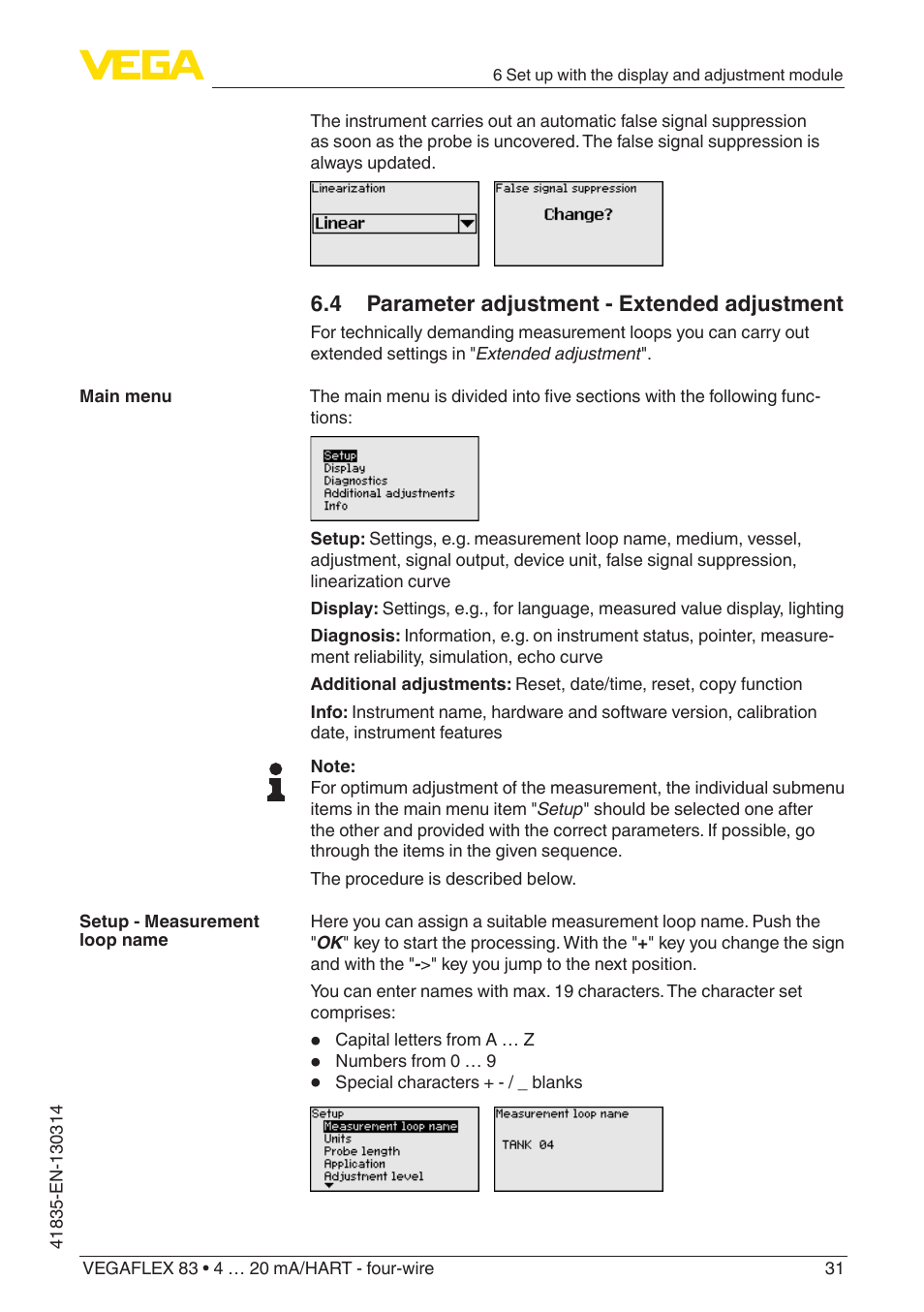 VEGA VEGAFLEX 83 4 … 20 mA_HART - four-wire PFA insulated User Manual | Page 31 / 80