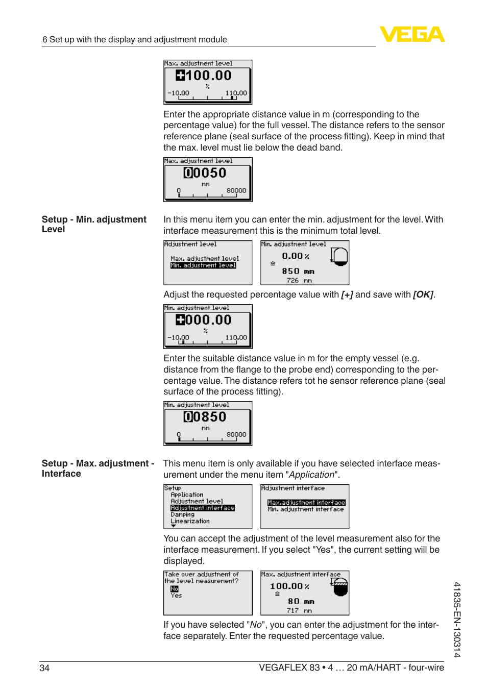 VEGA VEGAFLEX 83 4 … 20 mA_HART - four-wire PFA insulated User Manual | Page 34 / 80