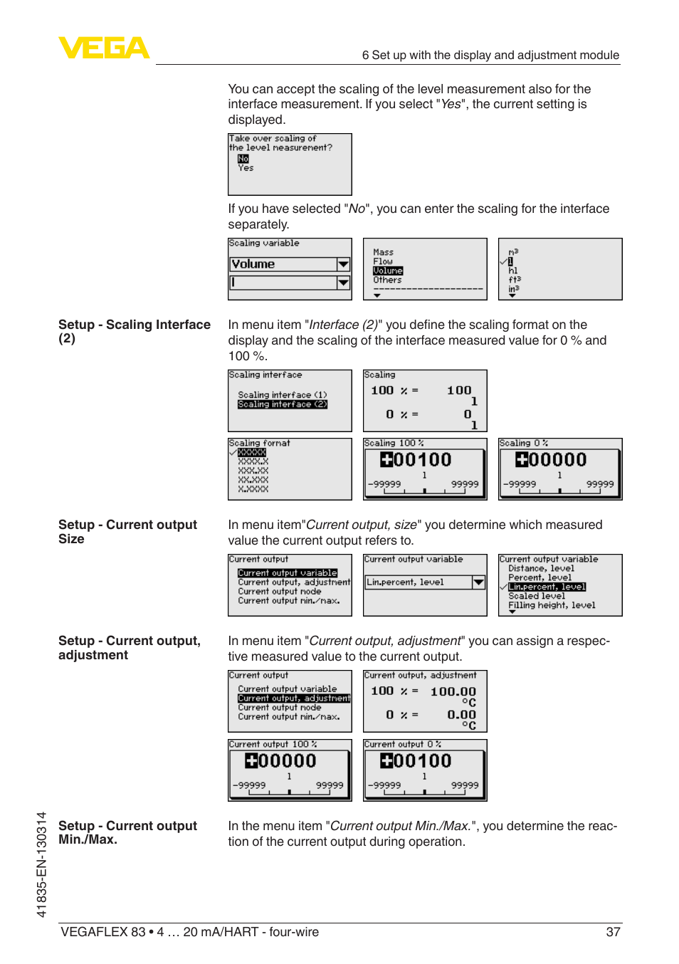 VEGA VEGAFLEX 83 4 … 20 mA_HART - four-wire PFA insulated User Manual | Page 37 / 80