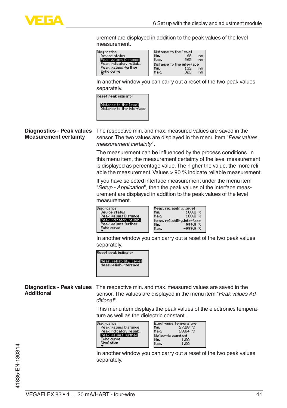 VEGA VEGAFLEX 83 4 … 20 mA_HART - four-wire PFA insulated User Manual | Page 41 / 80