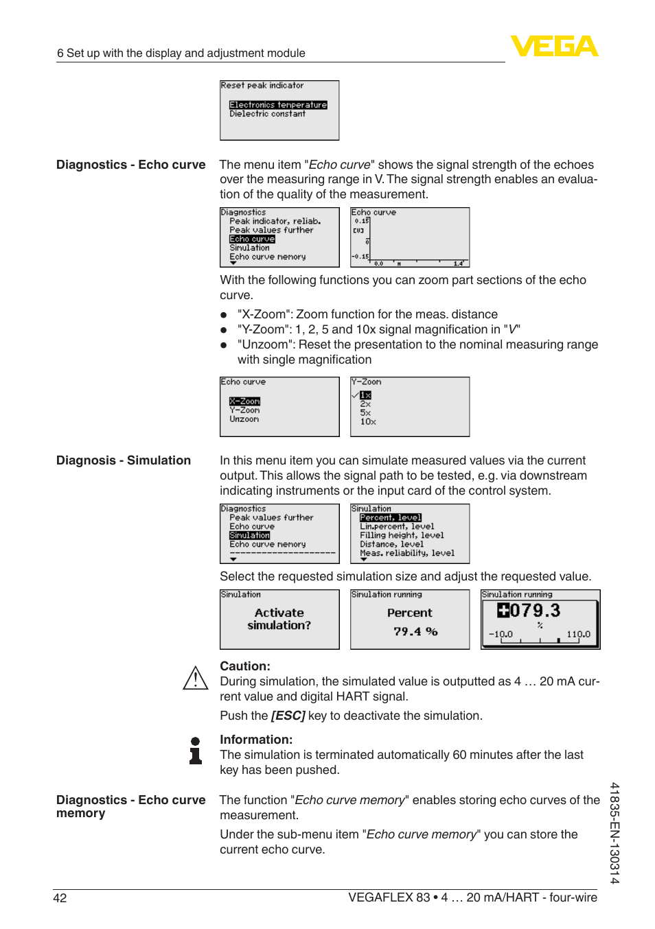 VEGA VEGAFLEX 83 4 … 20 mA_HART - four-wire PFA insulated User Manual | Page 42 / 80