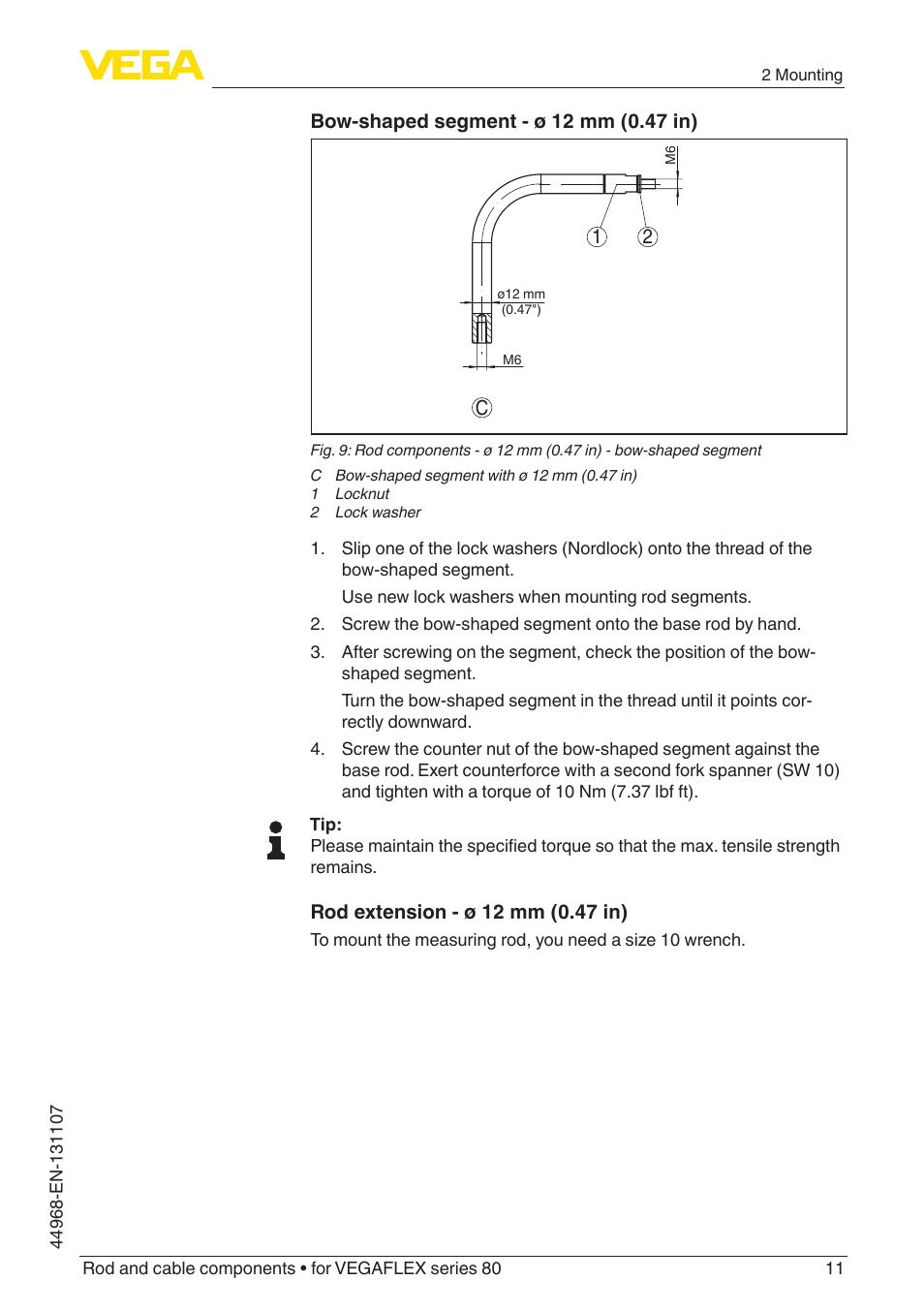 VEGA VEGAFLEX series 80 Rod and cable components User Manual | Page 11 / 24