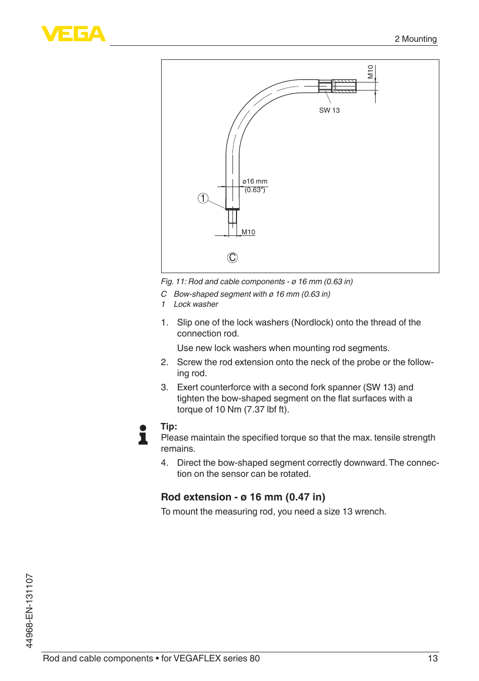 VEGA VEGAFLEX series 80 Rod and cable components User Manual | Page 13 / 24