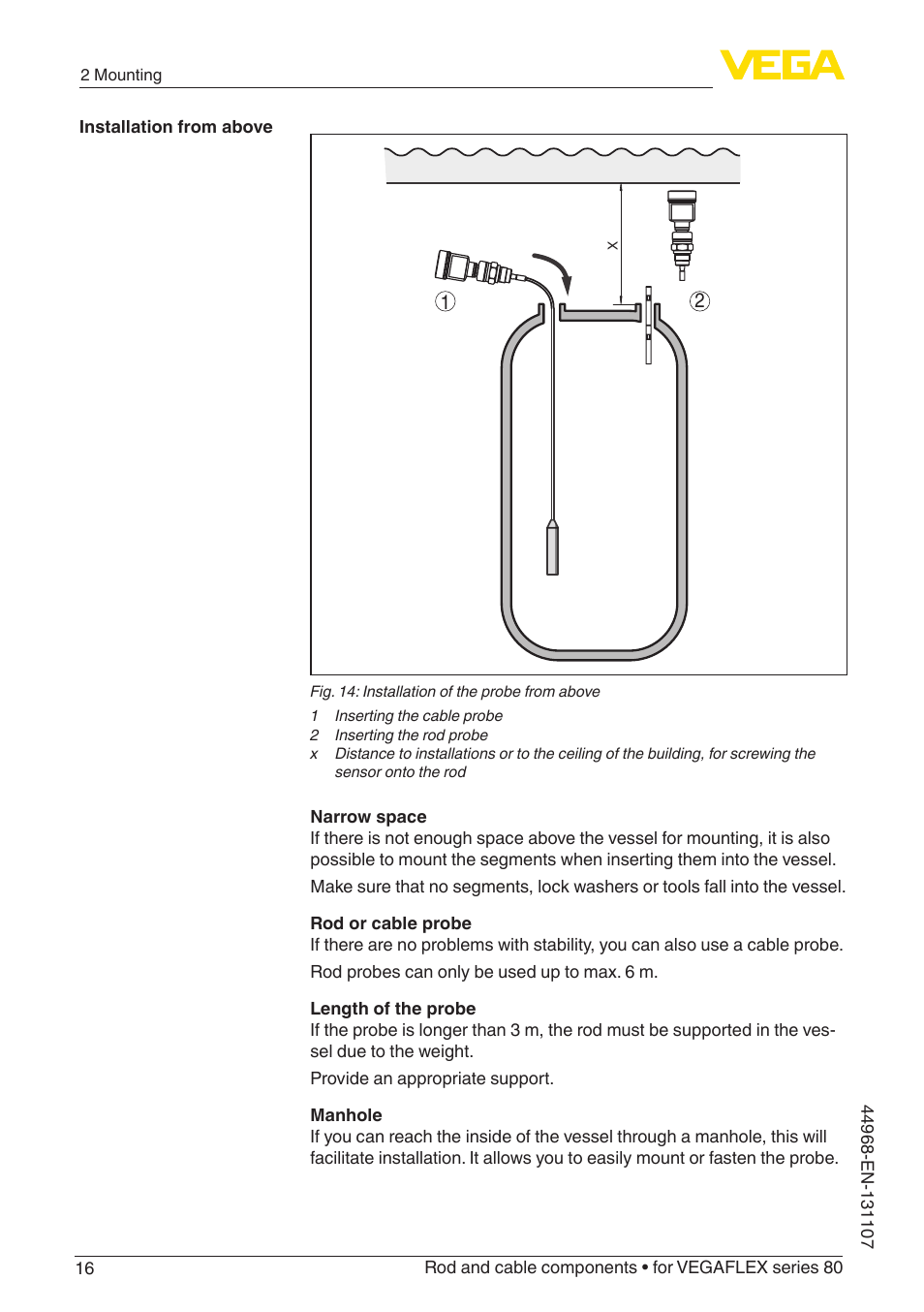 VEGA VEGAFLEX series 80 Rod and cable components User Manual | Page 16 / 24