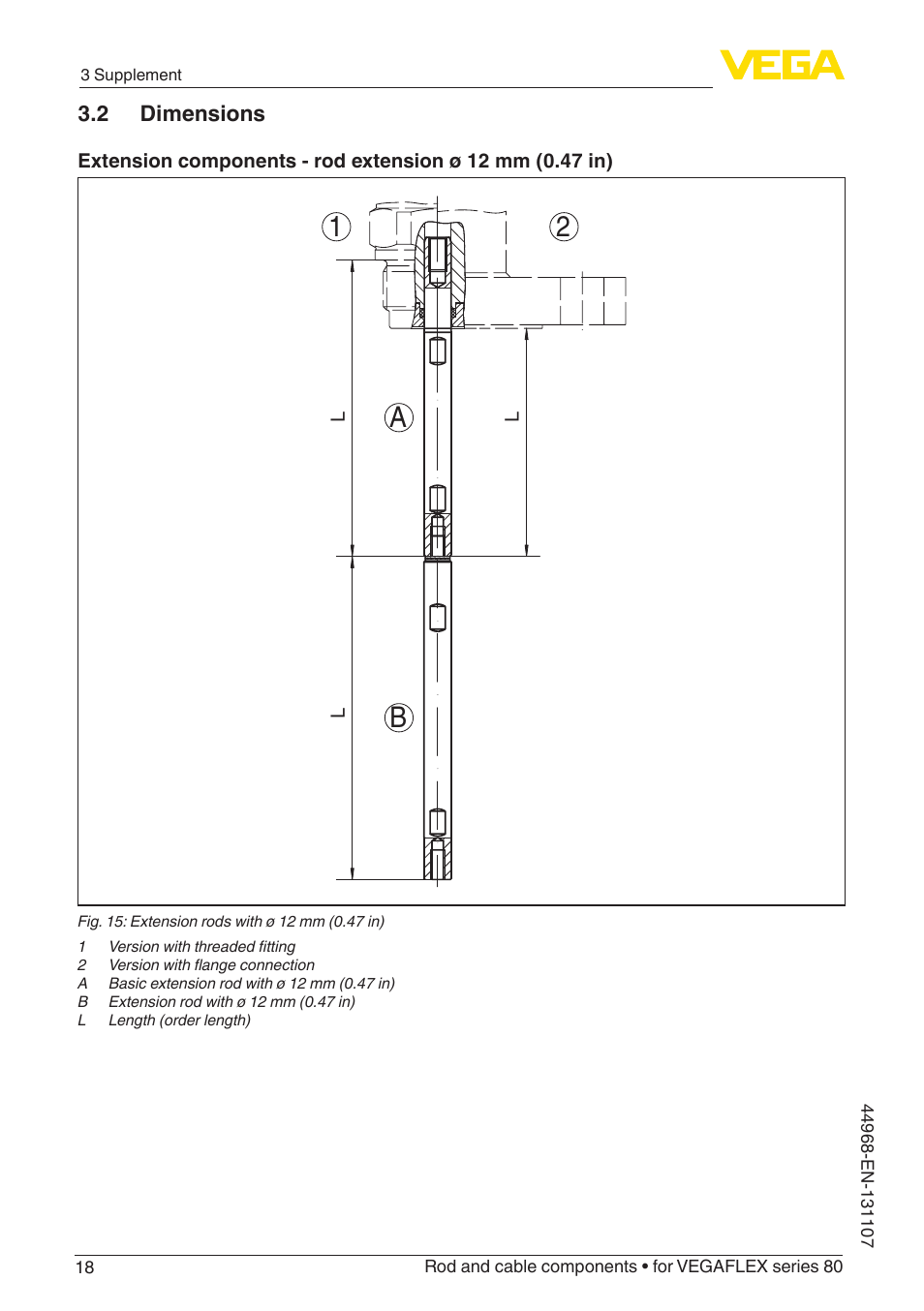 2 dimensions, Ab 1 2 | VEGA VEGAFLEX series 80 Rod and cable components User Manual | Page 18 / 24