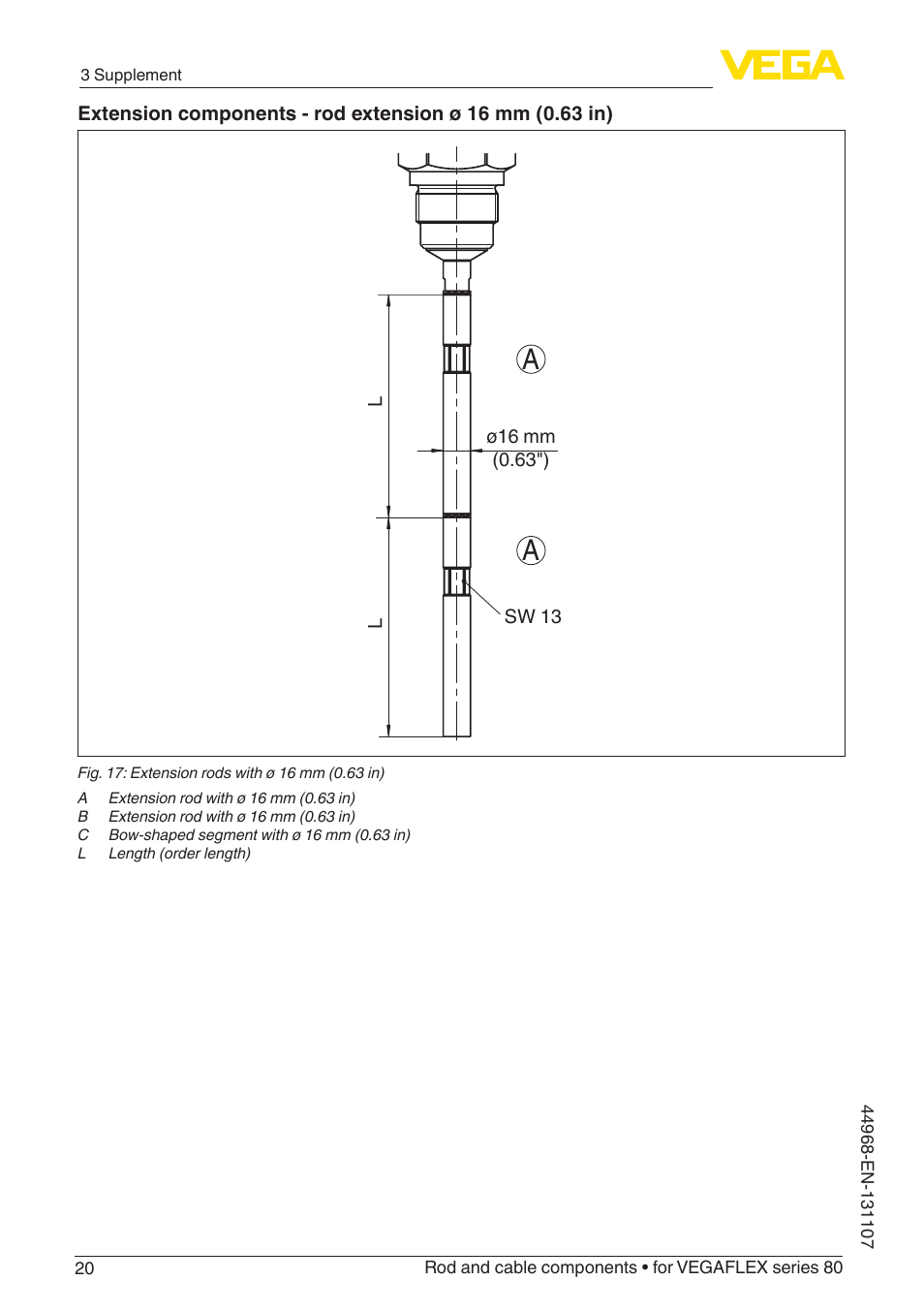 VEGA VEGAFLEX series 80 Rod and cable components User Manual | Page 20 / 24