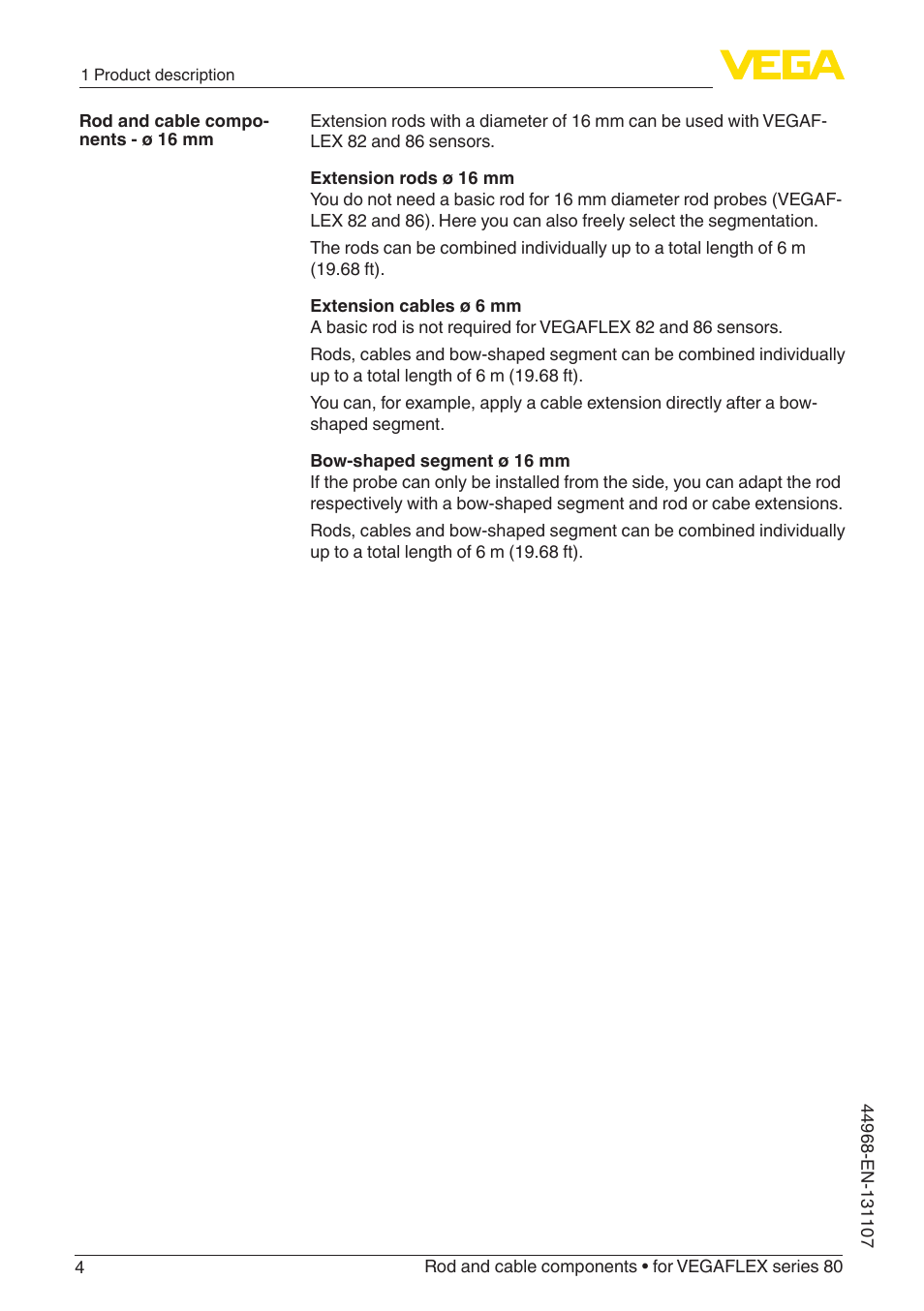 VEGA VEGAFLEX series 80 Rod and cable components User Manual | Page 4 / 24
