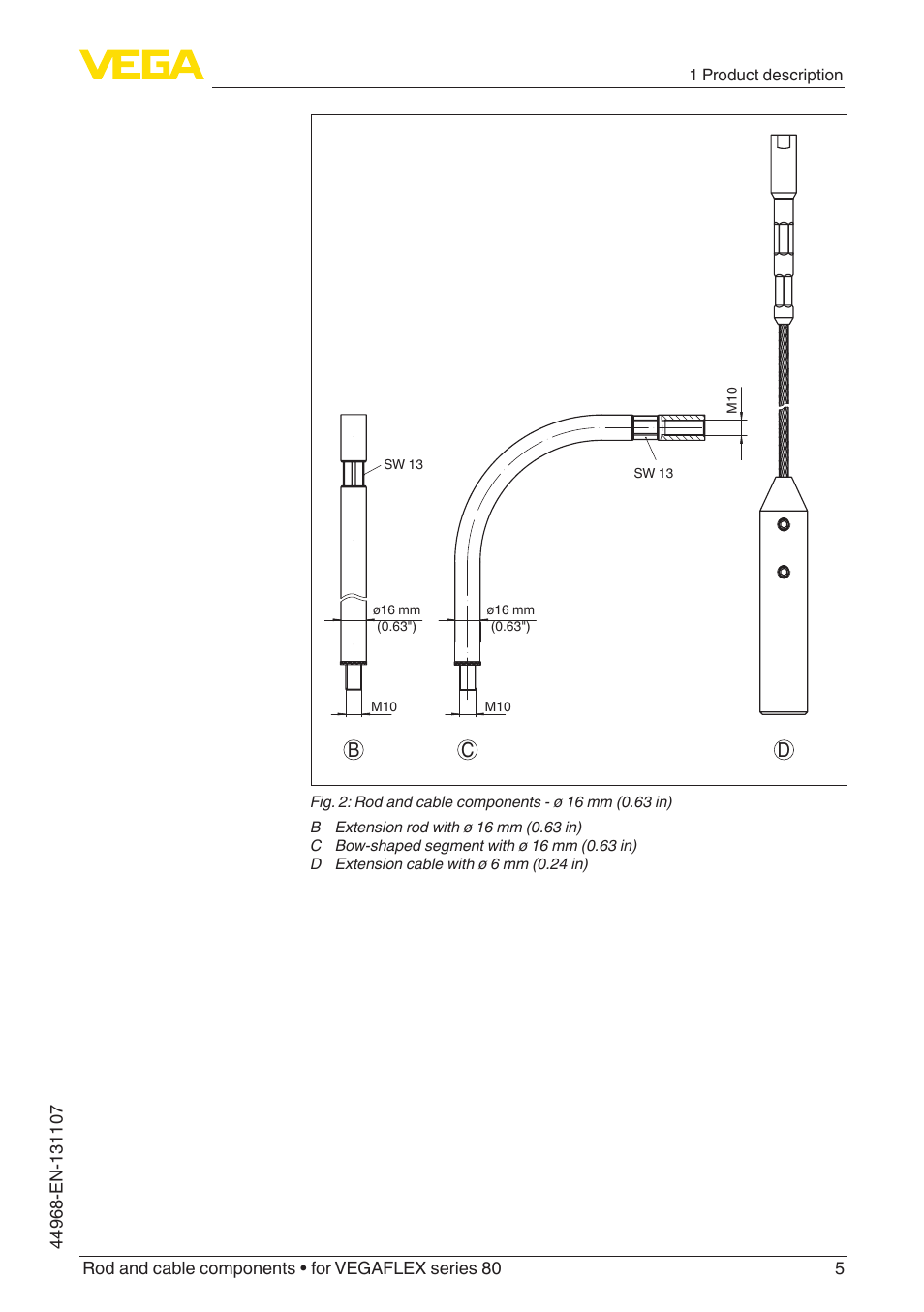 Bc d | VEGA VEGAFLEX series 80 Rod and cable components User Manual | Page 5 / 24