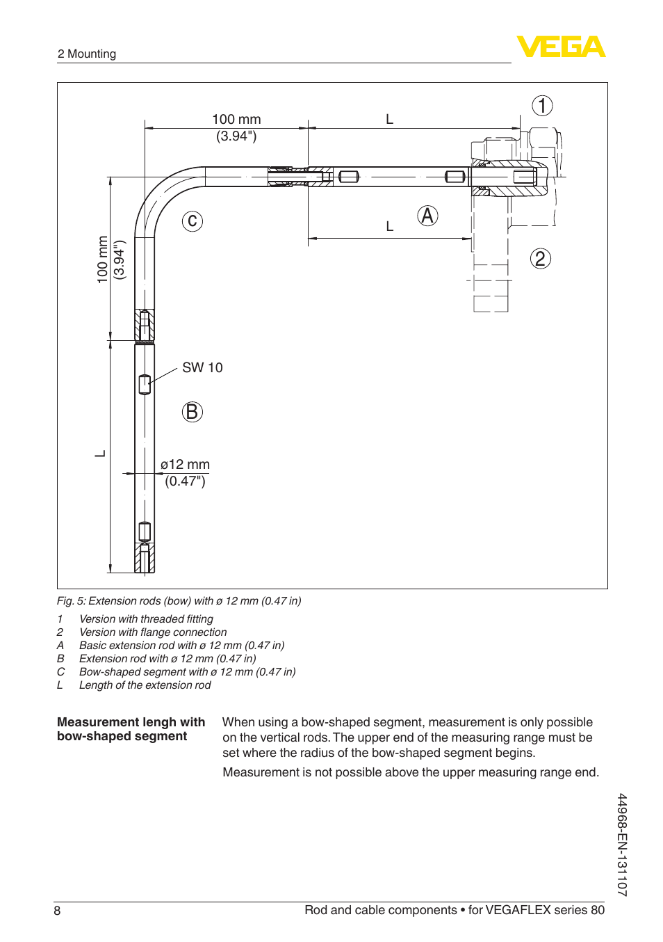 Ab c 1 2 | VEGA VEGAFLEX series 80 Rod and cable components User Manual | Page 8 / 24