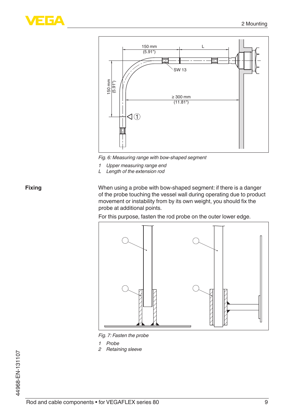 VEGA VEGAFLEX series 80 Rod and cable components User Manual | Page 9 / 24