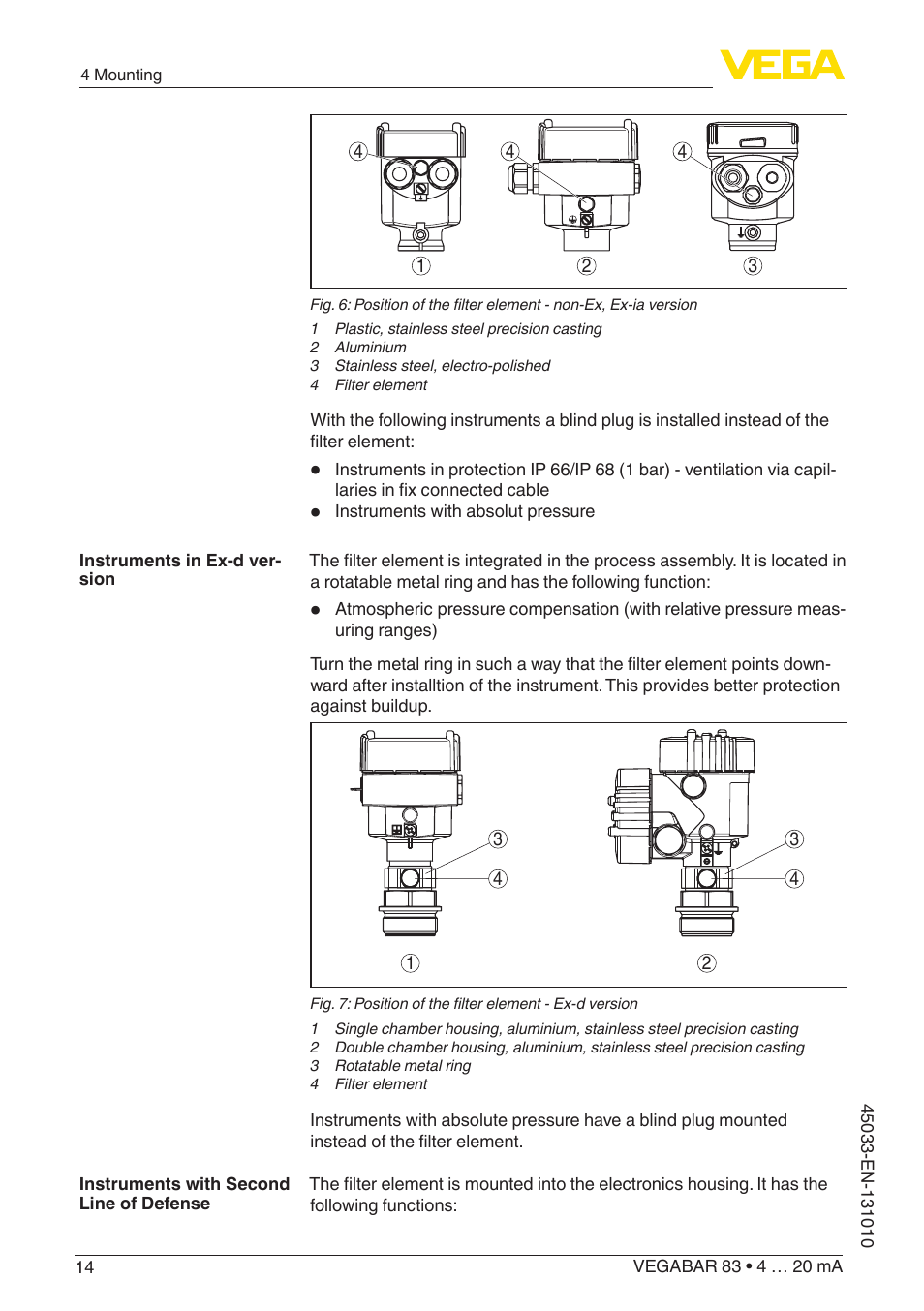 VEGA VEGABAR 83 4 … 20 mA - Operating Instructions User Manual | Page 14 / 80