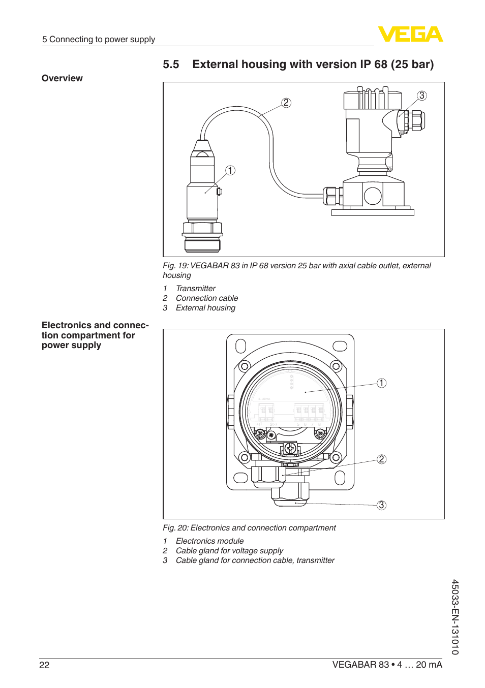 VEGA VEGABAR 83 4 … 20 mA - Operating Instructions User Manual | Page 22 / 80