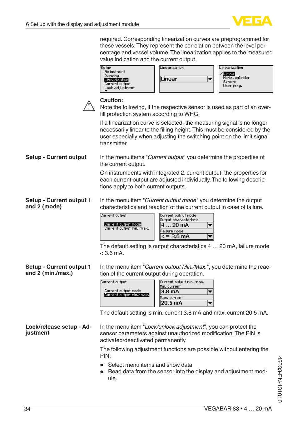 VEGA VEGABAR 83 4 … 20 mA - Operating Instructions User Manual | Page 34 / 80