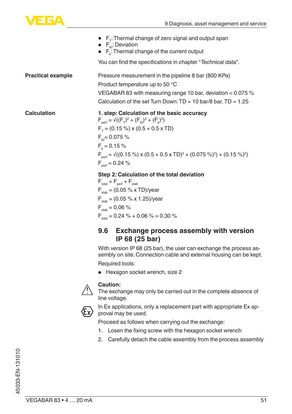 VEGA VEGABAR 83 4 … 20 mA - Operating Instructions User Manual | Page 51 / 80